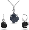 real raw crystal drop earrings and necklace set - birthstone gift