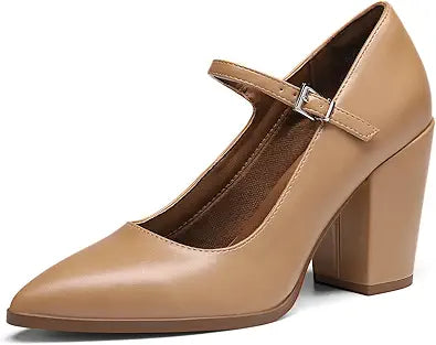 DREAM PAIRS Women's Closed Toe High Chunky Heels Mary Jane Shoes