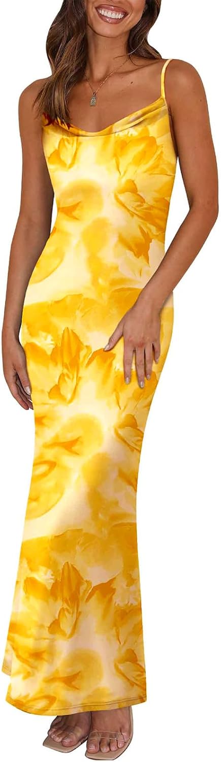 Floral Spaghetti Strap Maxi Dress for Women by PRETTYGARDEN