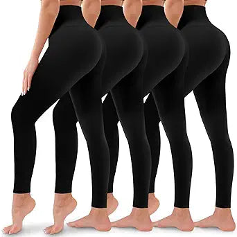 4 Pack Leggings for Women with Butt Lift and Tummy Control
