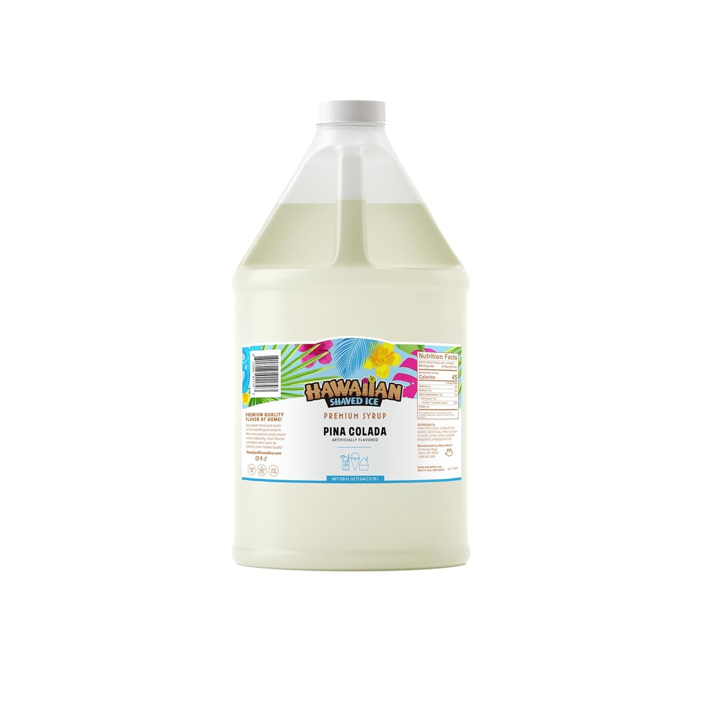 Hawaiian Shaved Ice Syrup Pina Colada Gallon for Snow Cones