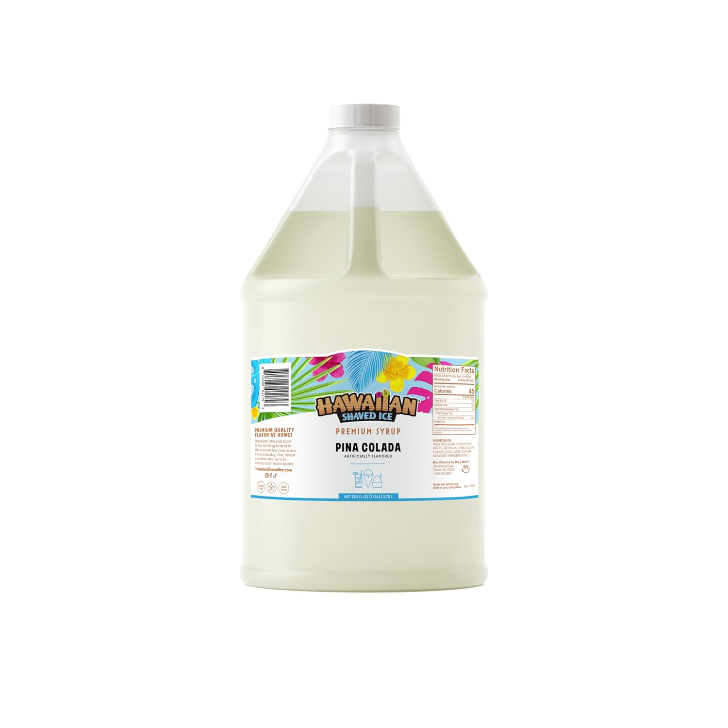 Hawaiian Shaved Ice Syrup Pina Colada Gallon for Snow Cones
