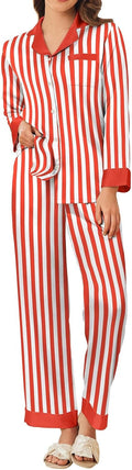 Silk Satin Pajama Set for Women Striped Leopard Print - Soft