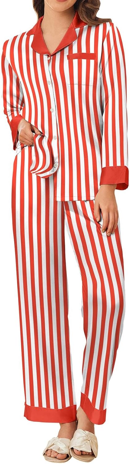 Ekouaer Silk Pajamas for Women Long Sleeve Satin Pajama Set