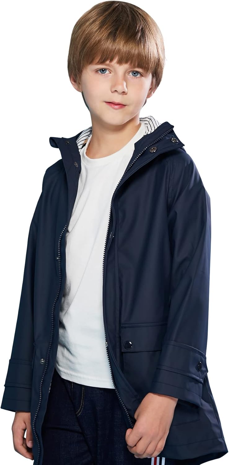 Kids Rain Jacket Waterproof Hooded Lined for Girls and Boys
