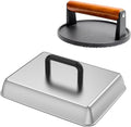 SafBbcue Smash Burger Cast Iron Press & 14ft Stainless Basting Cover