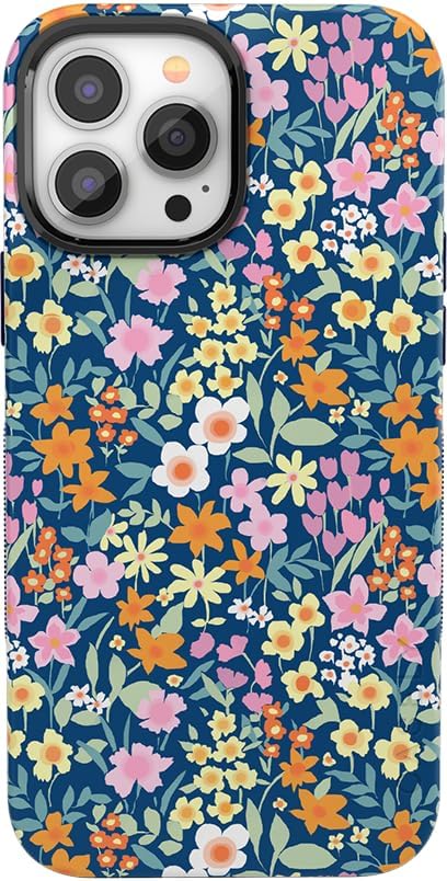 Casely iPhone 14 Pro Case - Full Bloom Navy Floral Design