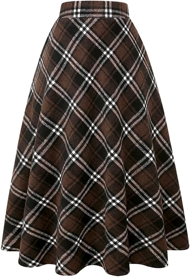 Tartan Maxi Skirt for Women - A-Line Wool Long Skirt