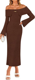 ZESICA Women's Off Shoulder Sweater Dress for Fall Fashion