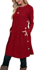 OFEEFAN Long Sleeve Tunic Dress with Pockets and Side (Style 3M47)