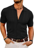 Mens Polo Shirts Vintage Striped Button Down Knit - Classic Fit