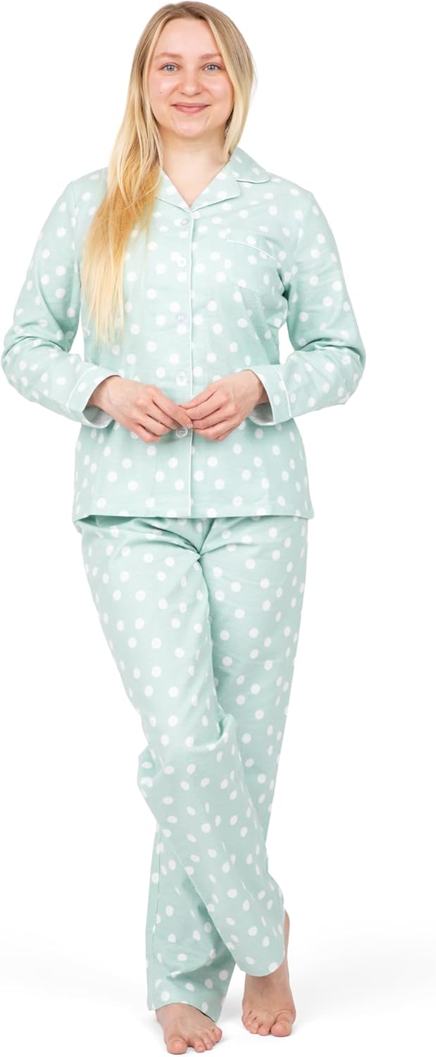PajamaMania Women's Cotton Flannel Long Sleeve Pajama Set