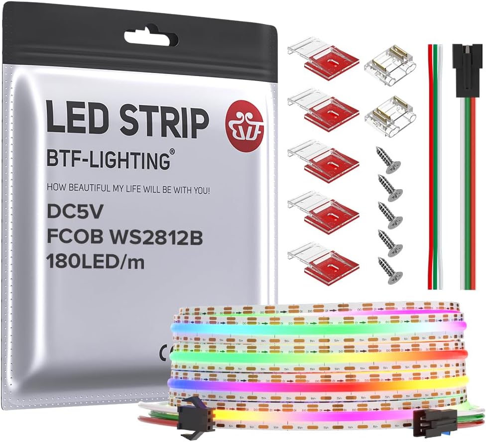 Individually Addressable BTF-LIGHTING FCOB RGB LED Strip 9.8FT