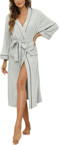 HEARTNICE Womens Cotton Robe Soft Kimono Spa Knit Long Bathrobe