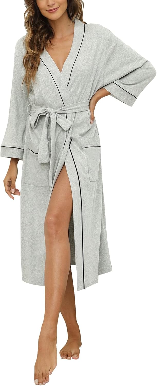 Soft Cotton Kimono Robe for Women - Lightweight Loungewear