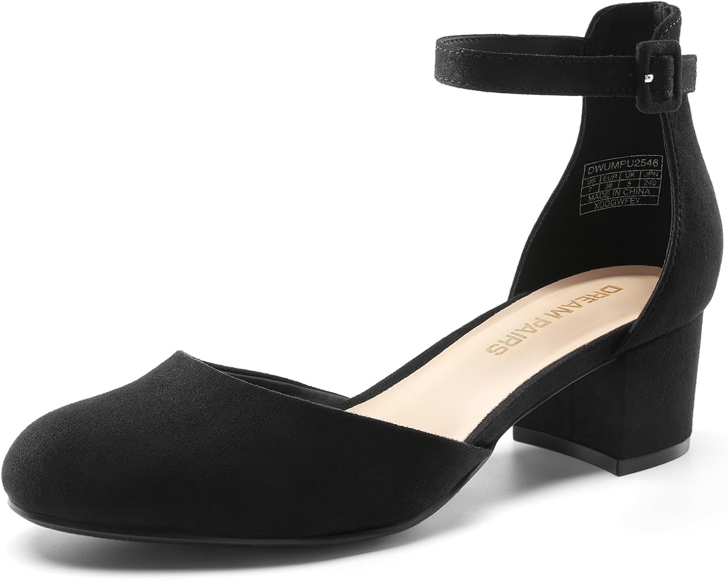 DREAM PAIRS Women's Closed Round Toe Low Block Heels Pumps