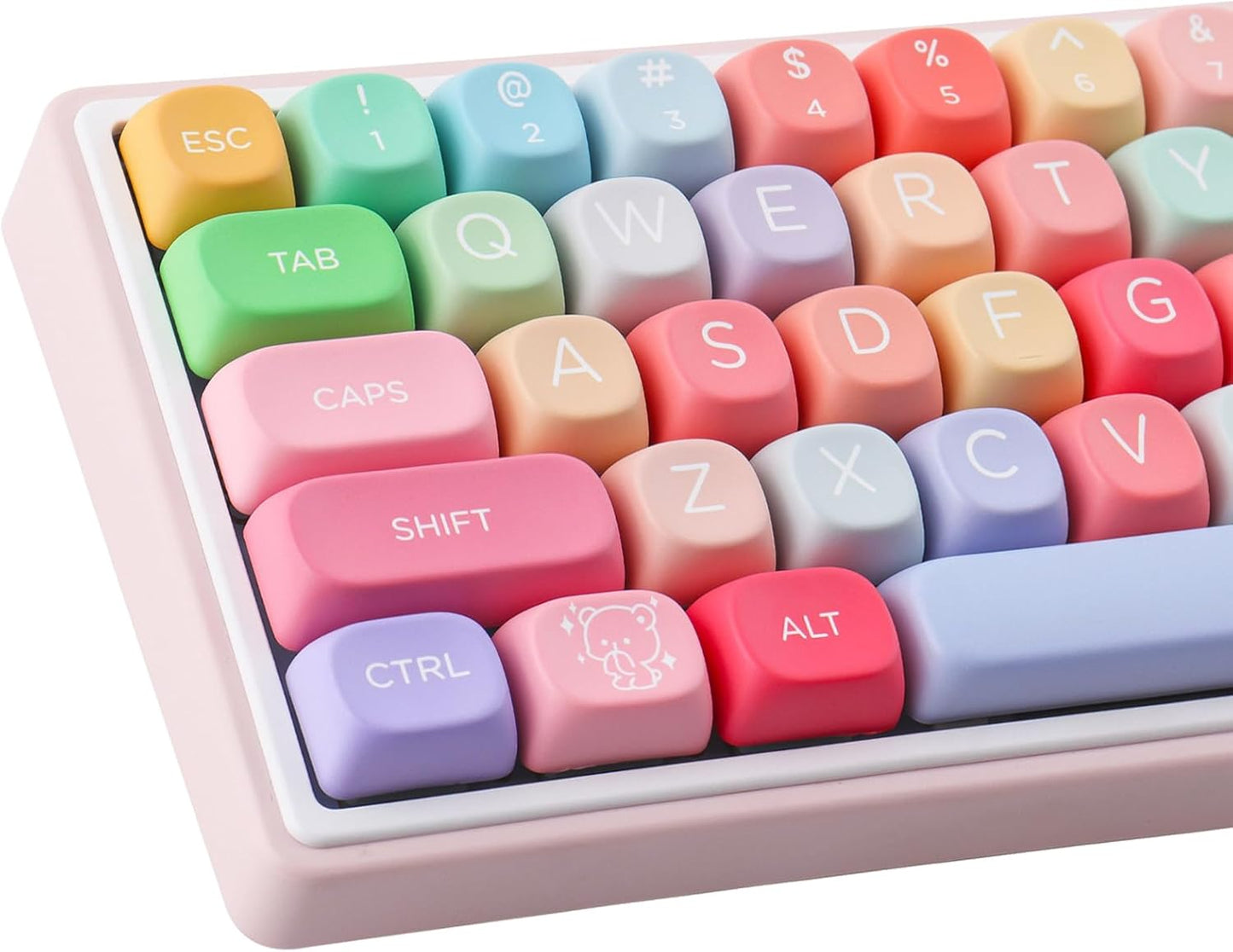 Cute Gummy Bear Rainbow Candy Keycaps for Mechanical Keyboards