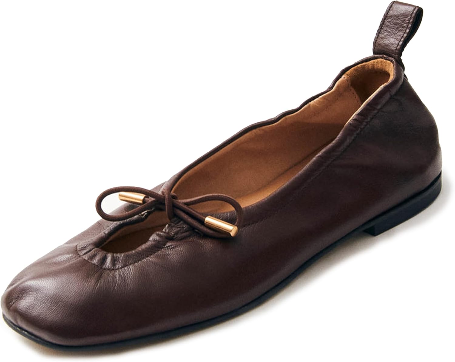 Women Ballet Flats Square Toe Lace Up Bow Ballerina Shoes