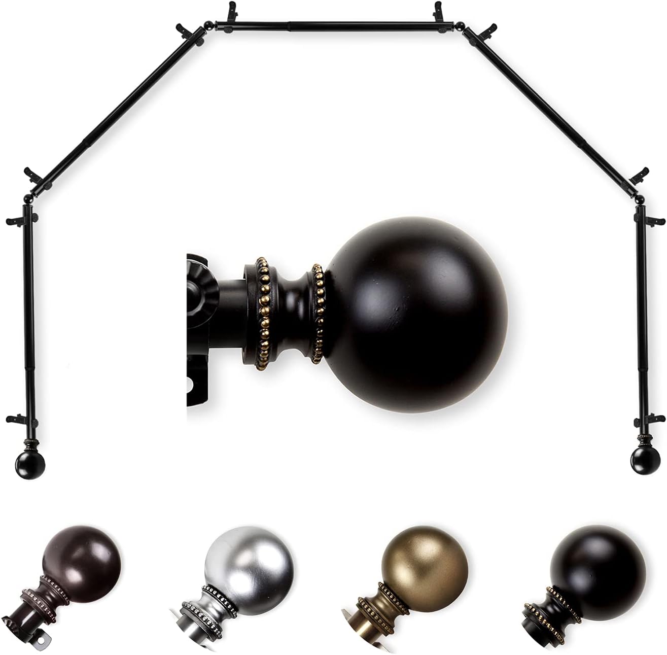Enhance Your Bay Window with Elias 5-Sided Curtain Rod - Domovina