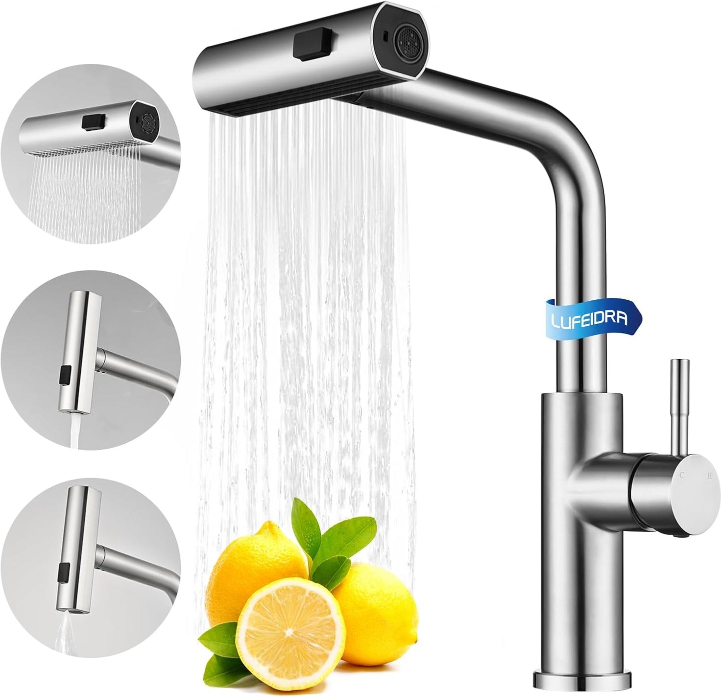 Waterfall Kitchen Faucets with Pull Down Sprayer for RV Use