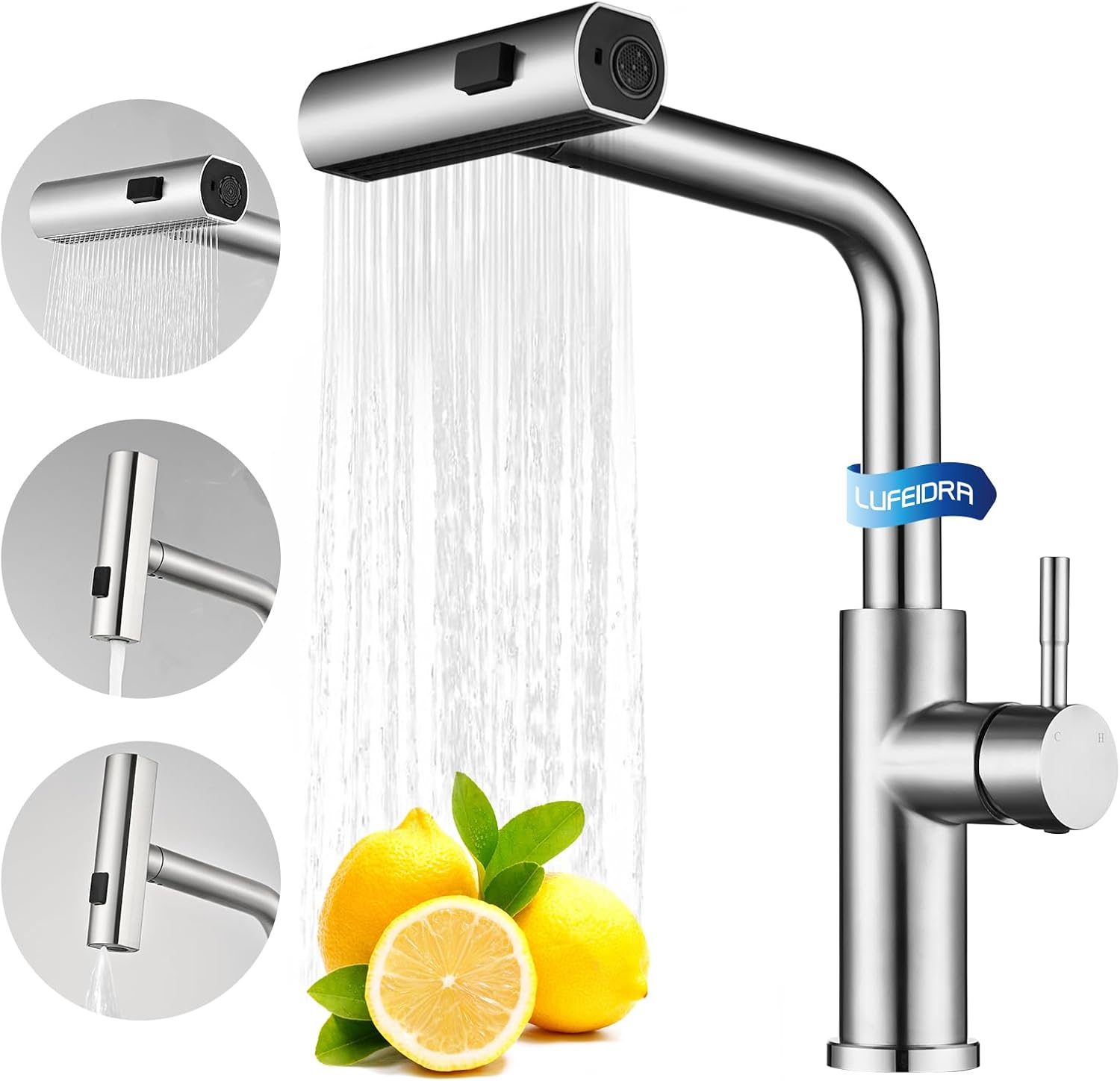 Waterfall Kitchen Faucets with Pull Down Sprayer for RV Use