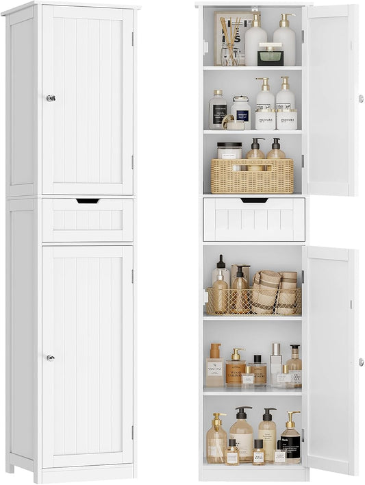 67 in Tall Bathroom Cabinet with 2 Doors & 1 Drawer for Storage