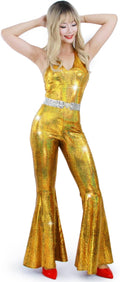 Disco Jumpsuit 70s 80s Prom Sparkle Flare Outfit - Standout Retro Look