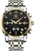 OLEVS Men's Stainless Steel Chronograph Watch - Big Face Gold Silver