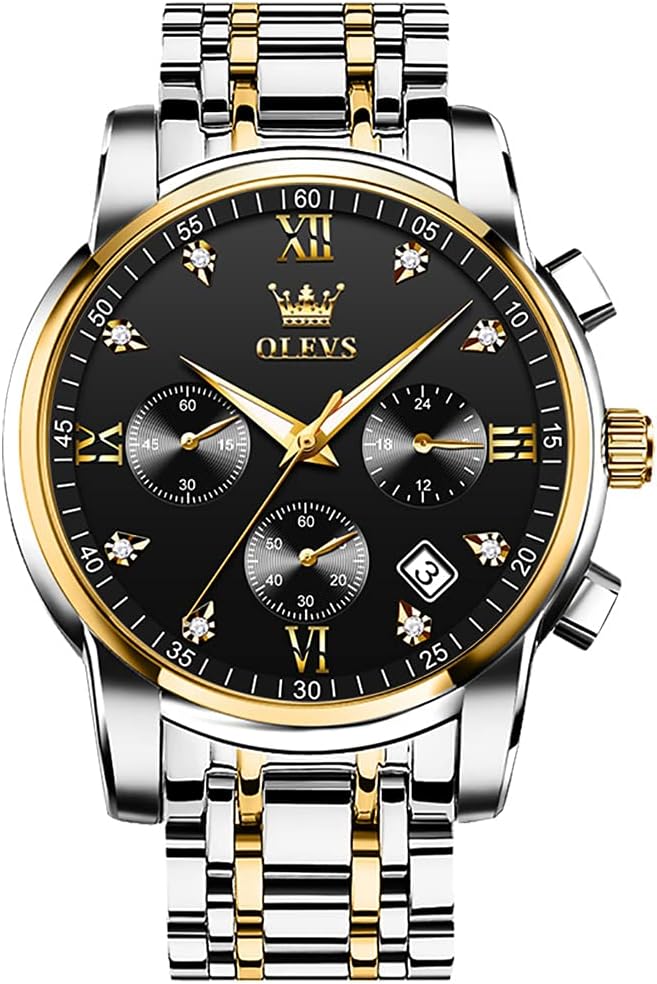 OLEVS Men's Stainless Steel Chronograph Watch with Luxury Design