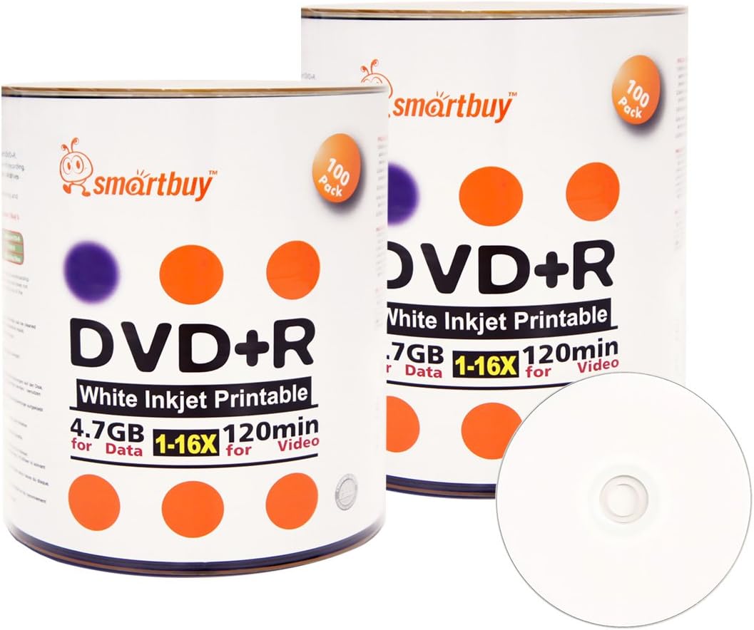 Smartbuy 200-disc 4.7gb 16x DVD+R Printable Media Discs