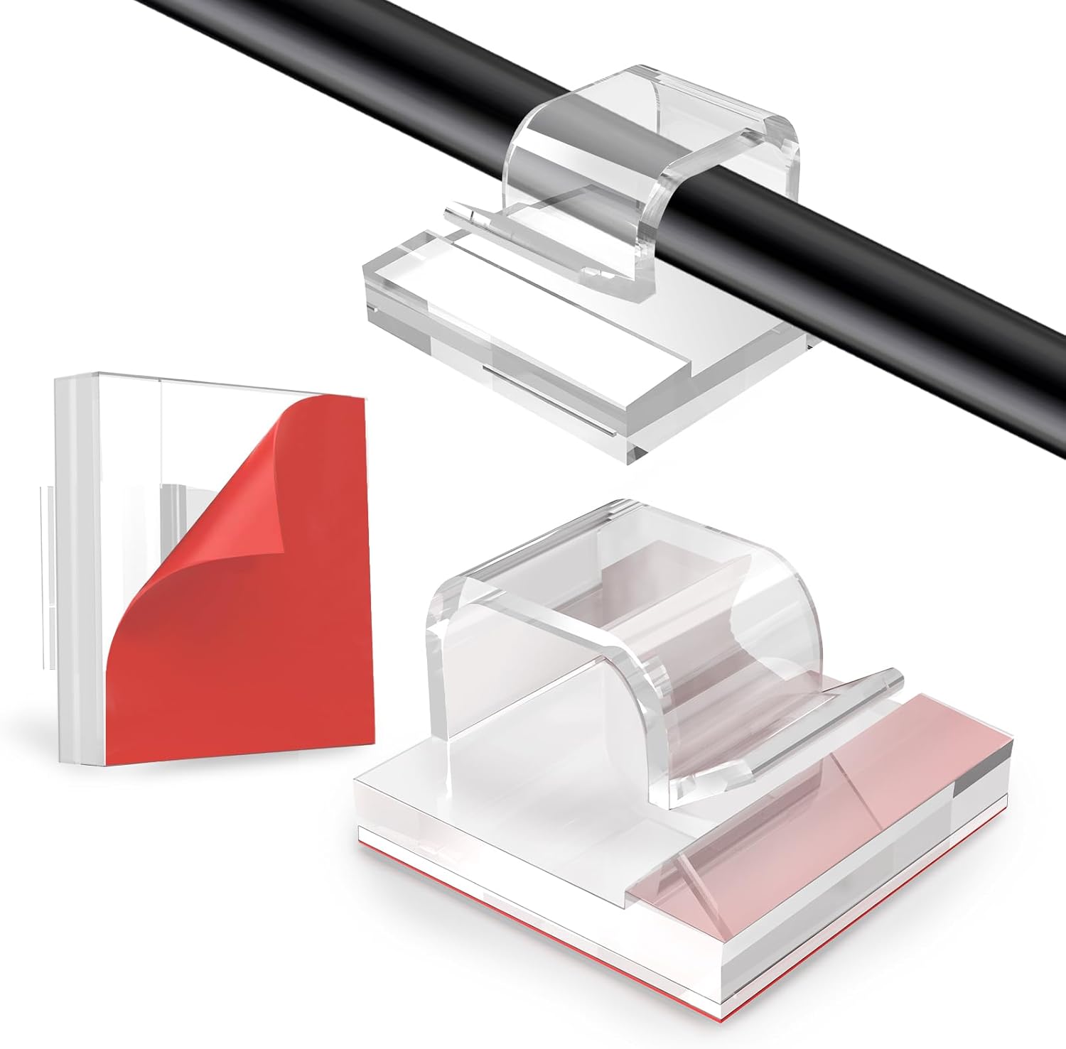 Clear Adhesive Cable Clips - Cord Organization Essential