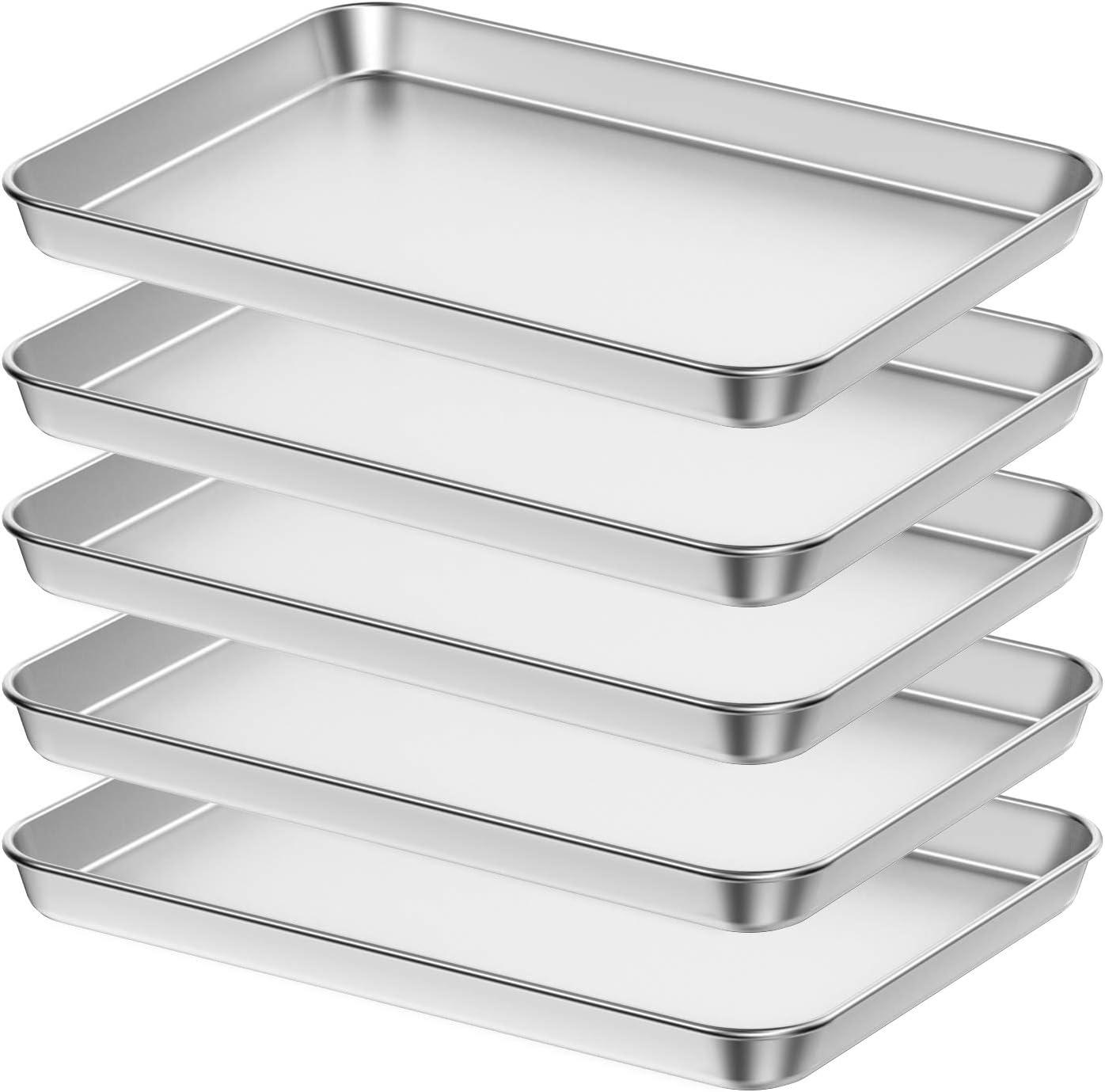 Baking Sheet Set of 5, Commercial Grade Stainless Steel Trays