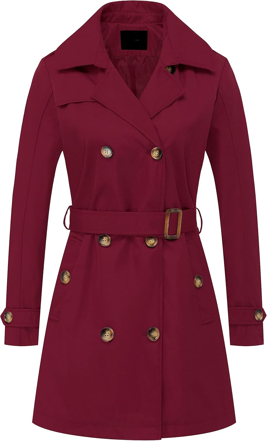 Chrisuno Women's Double Breasted Trench Coat with Removable Hood