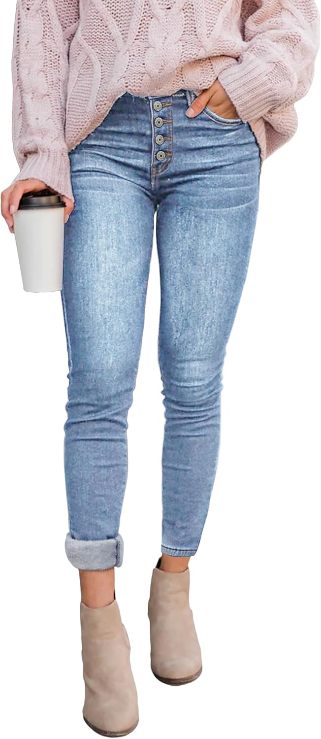 Luvamia Women's Fleece Lined Jeans for Winter Comfort and Style