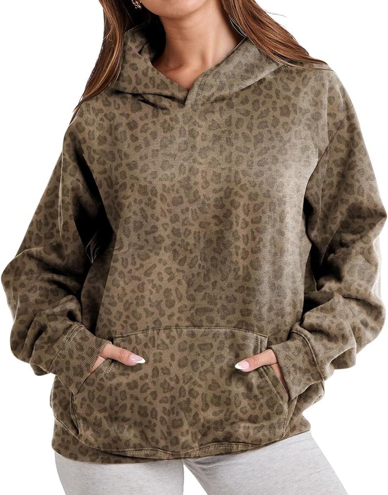 Camo Hoodie Womens Oversized Maple Leaf Fleece Sweatshirt