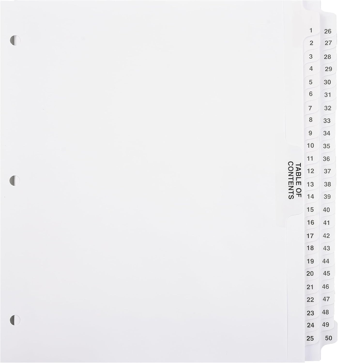 Exhibitindexes Numbered Dividers 1-50 for Organizing Needs