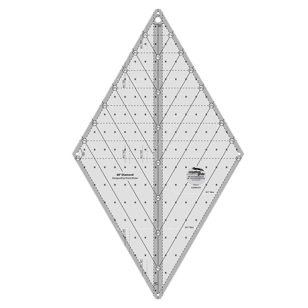 Creative Grids 60 Degree Diamond Ruler for Quilting & Crafting