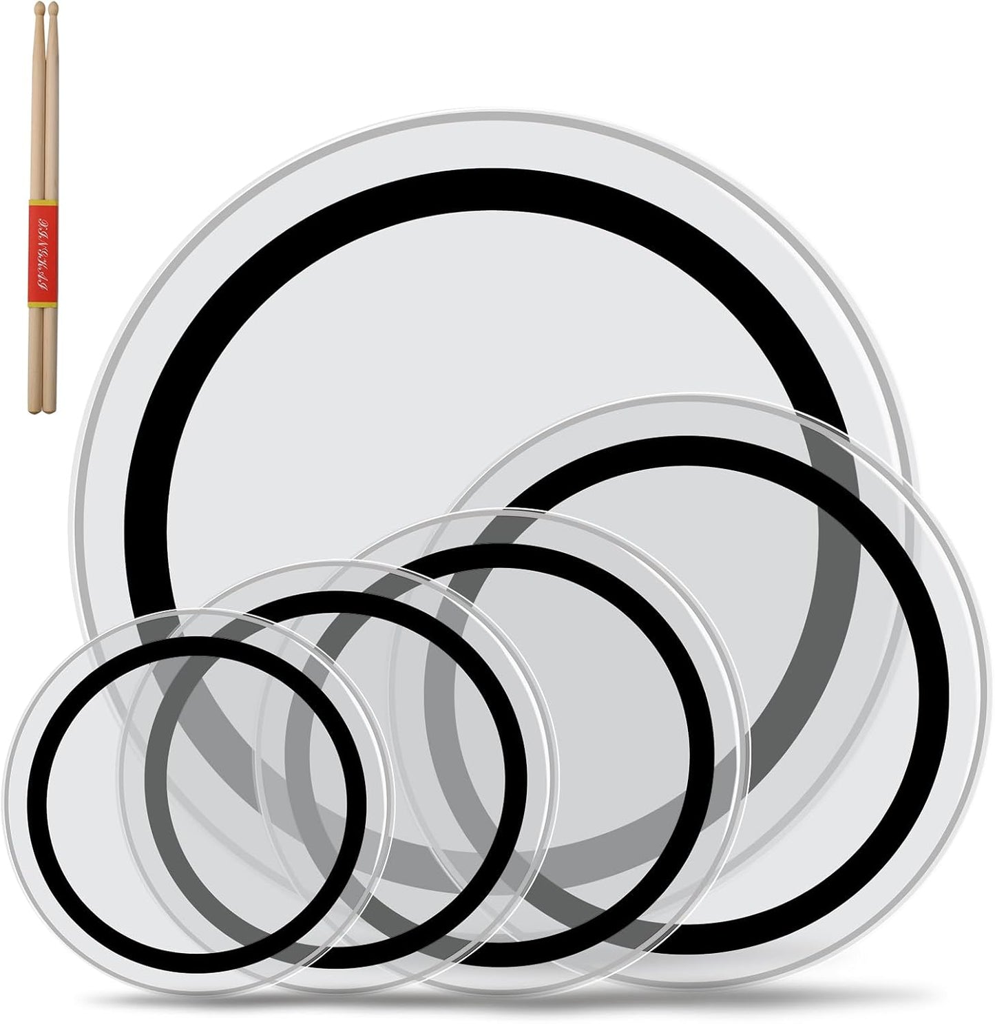 Ktaxon 5 Pieces Drum Heads Set for Rock & Metal Drumming