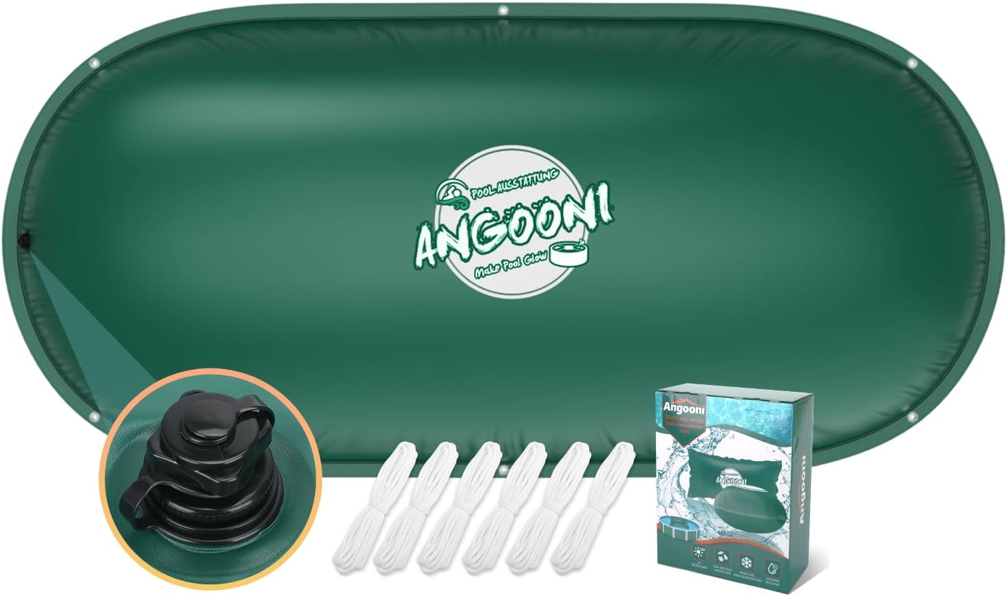 6x10FT Large Oval Pool Pillow for Winter with Sturdy Ropes