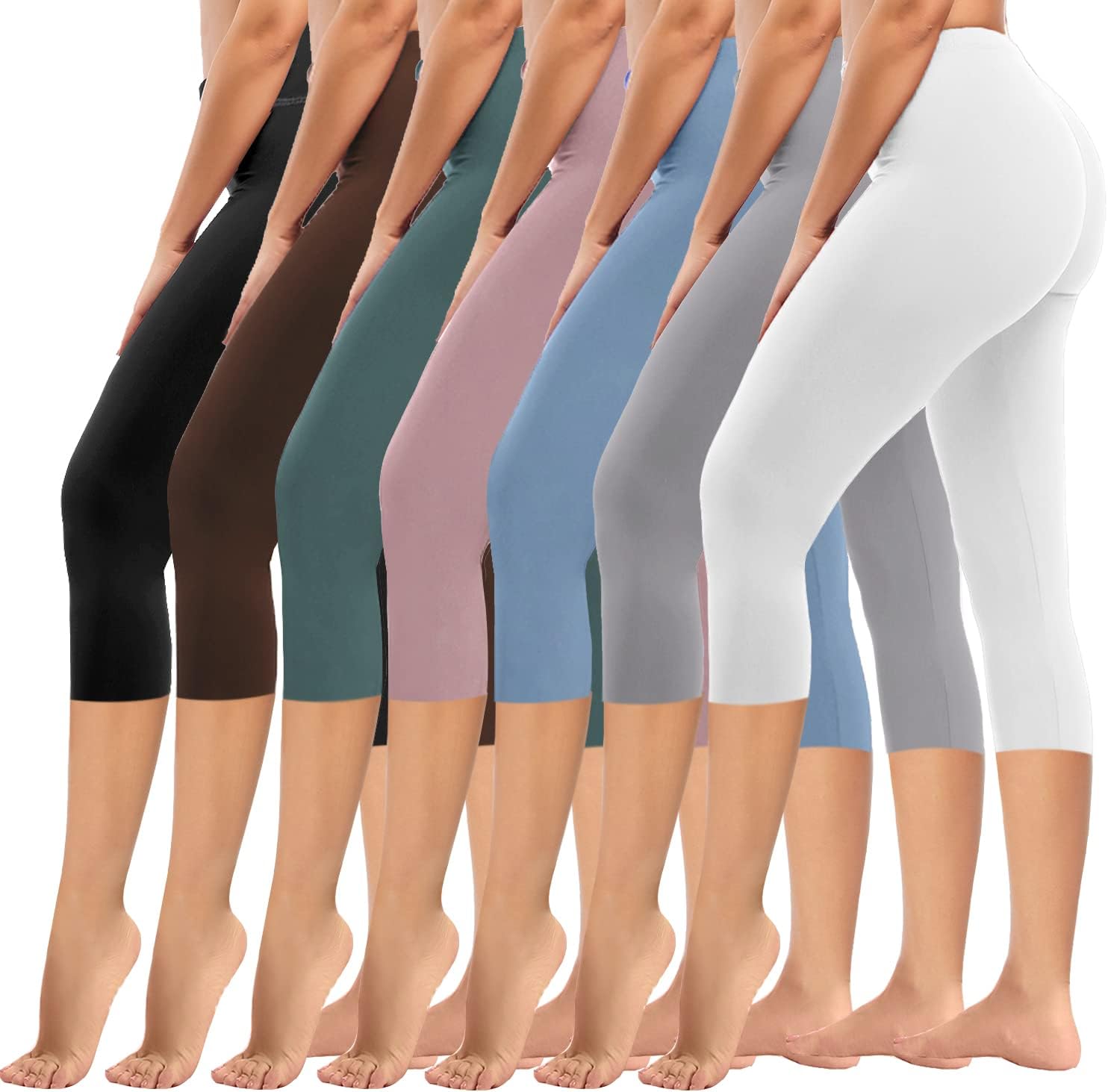 High Waisted Leggings for Women - 7 Pack Tummy Control Pants
