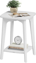 2-Tier Small Square End Table - Compact Mid-Century Nightstand