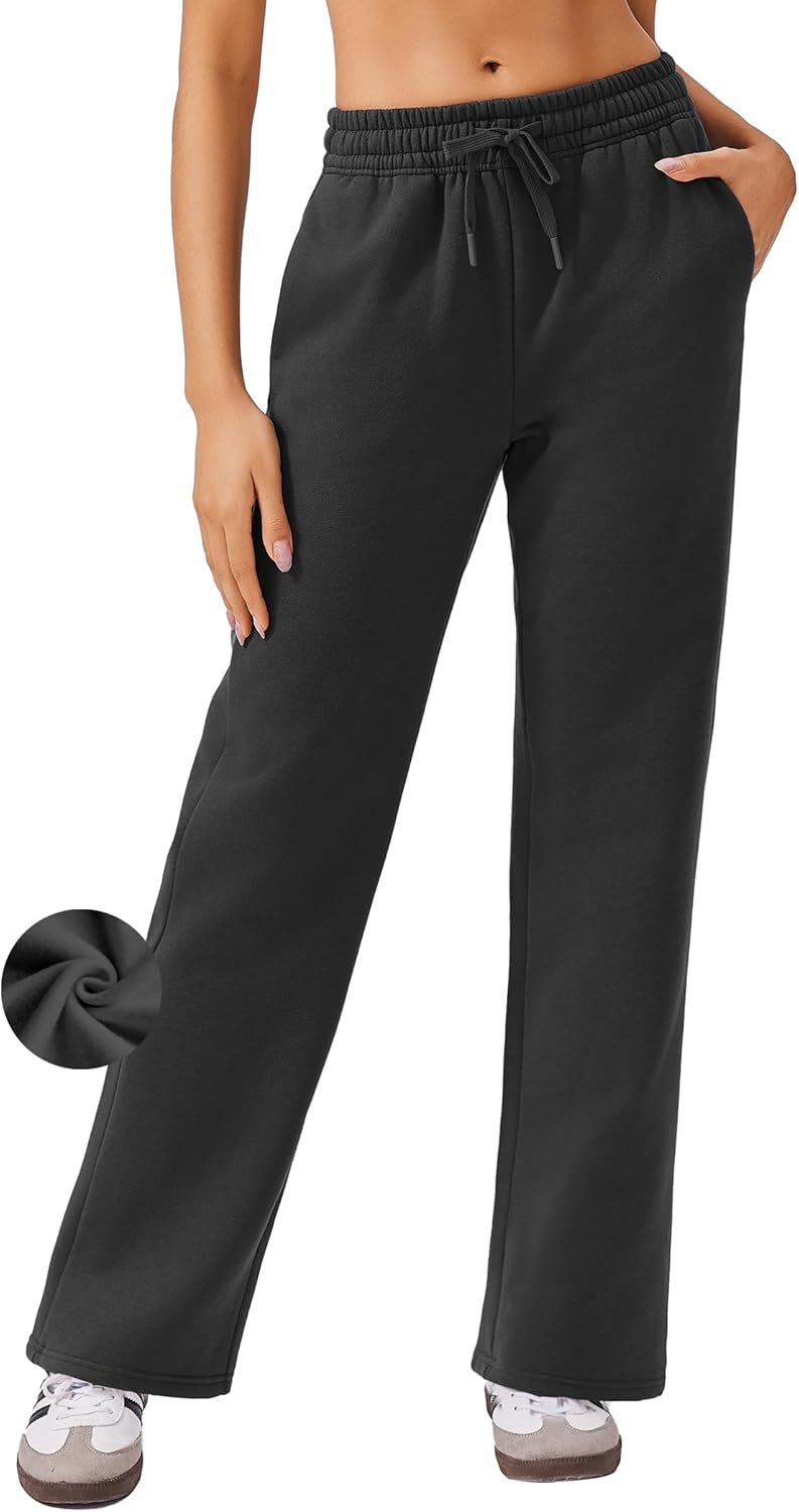 PINSPARK Womens Fleece Lined Sweatpants for Comfort and Style