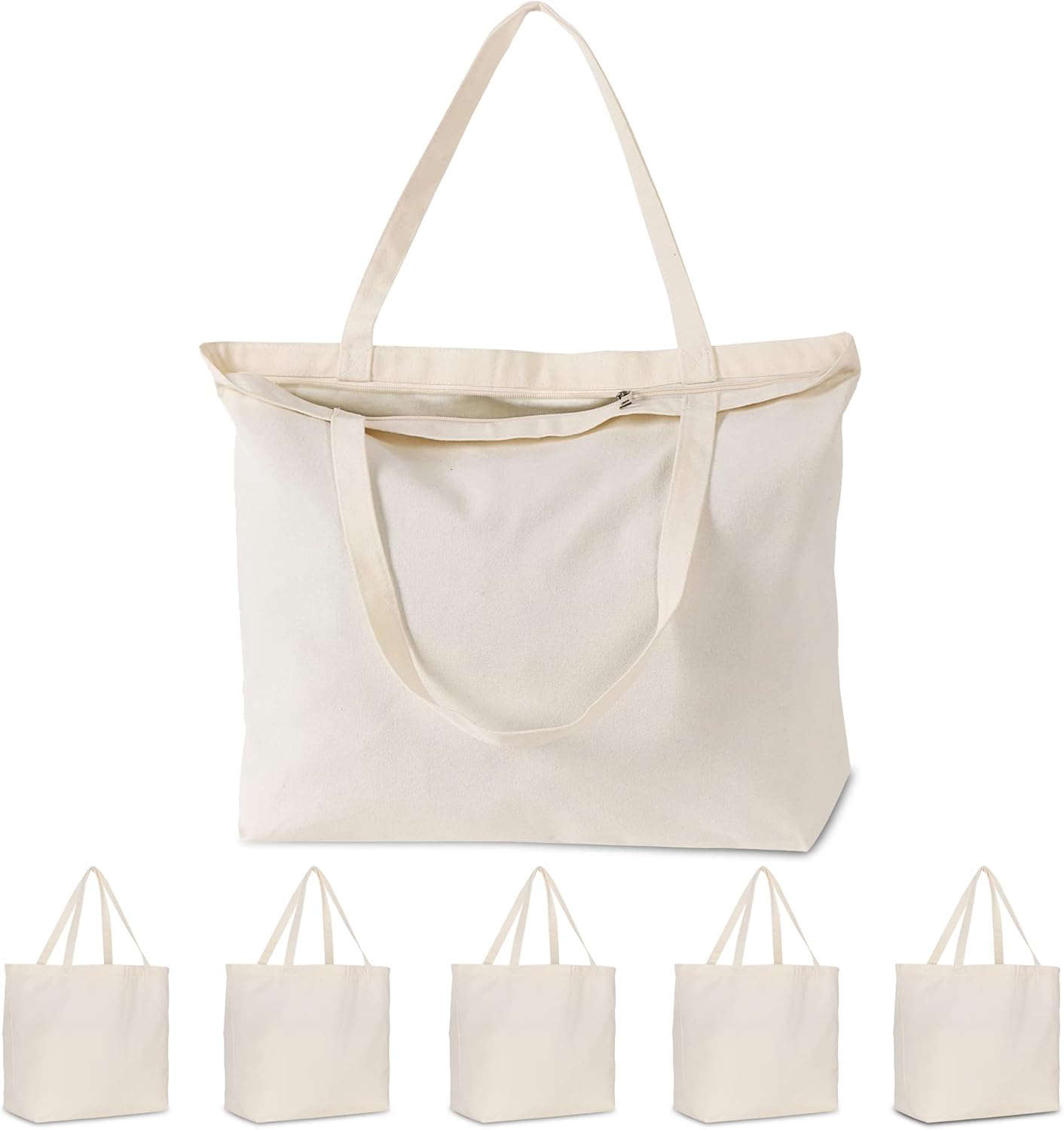 Koolmox Durable Grocery Tote Bag Bulk with Zipper for Shopping