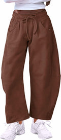 Barrel Leg Sweatpant Drawstring Wide Leg Pants - Cozy Everyday Wear