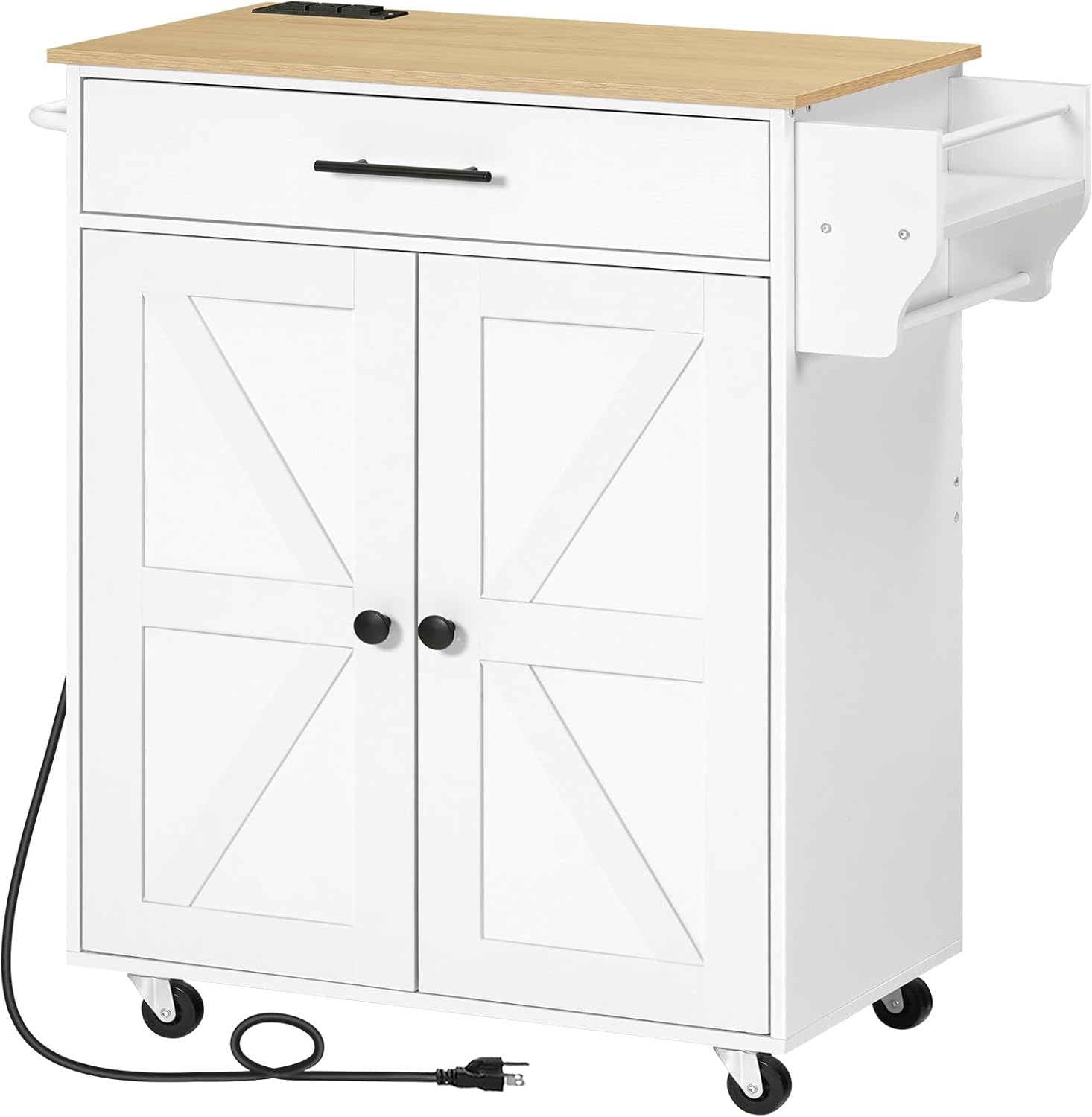 HOOBRO Kitchen Island: Spacious Storage & Power Outlet