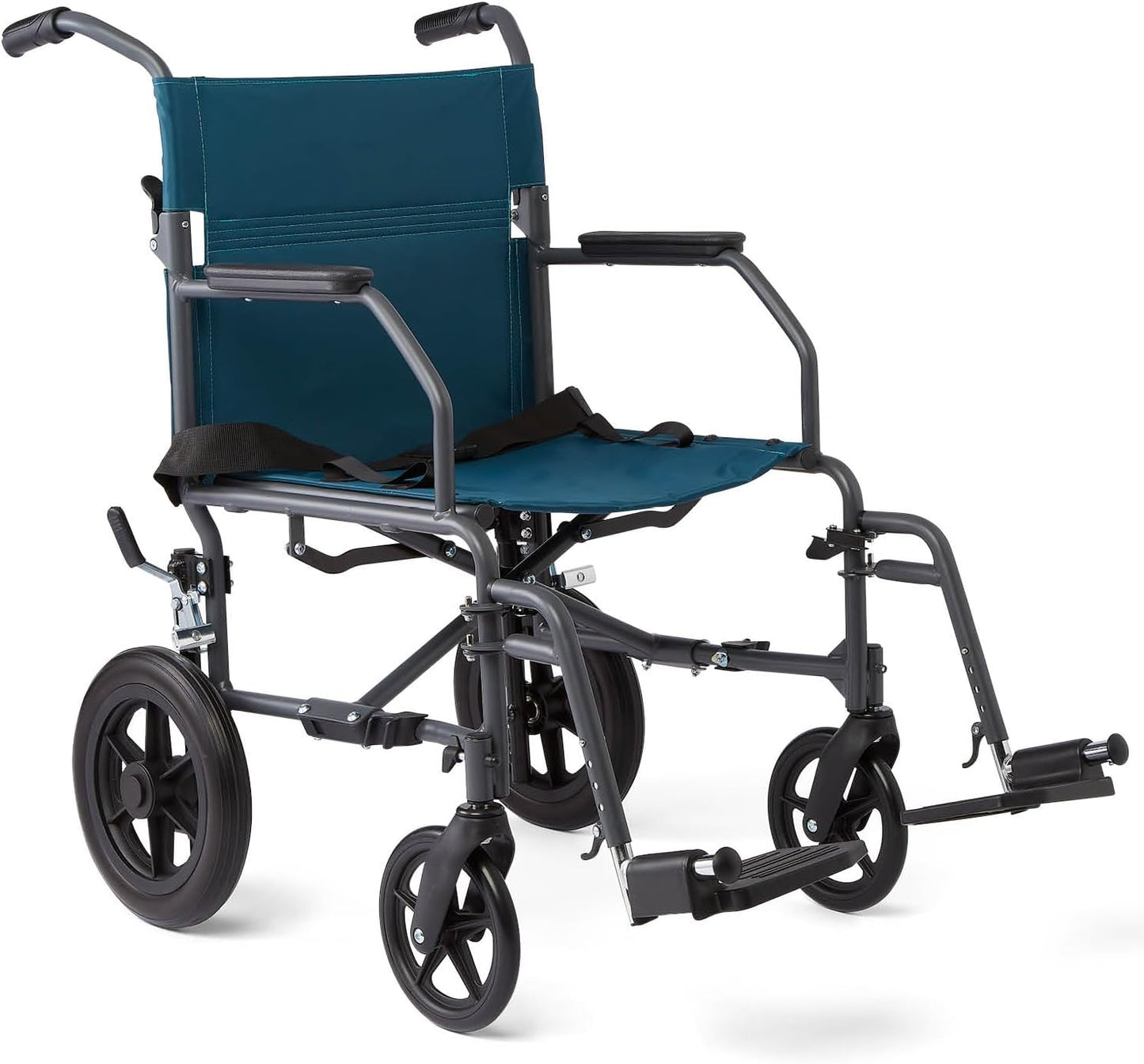 Medline Folding Transport Wheelchair, 12-Inch Wheels, Microban - Mobility & Comfort