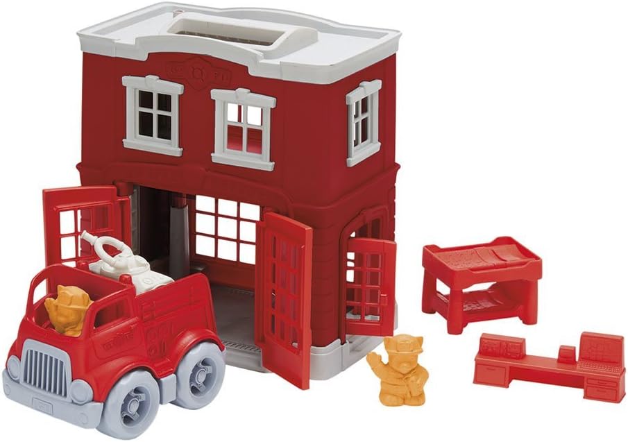 Green Toys Fire Station Playset - Eco-Friendly Pretend Play Set