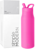 Simple Modern Water Bottle with Straw Lid - Insulated 34oz Raspberry