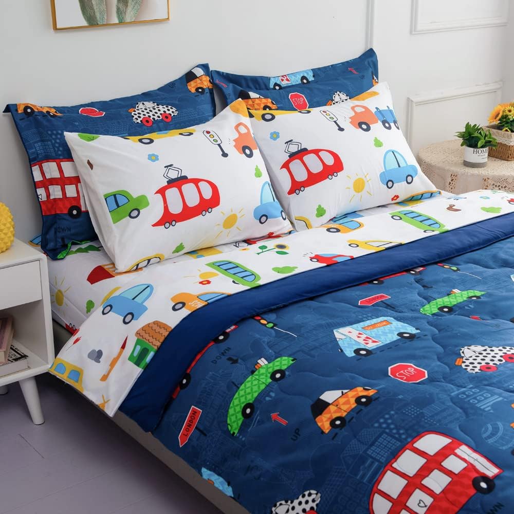 Colorful Cars Comforter Set for Kids - Fun Bedding Decor