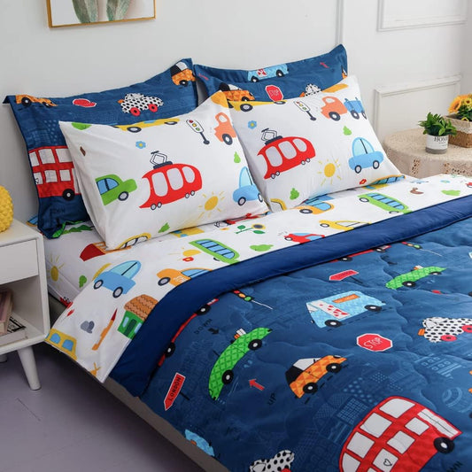 Colorful Cars Comforter Set for Kids - Fun Bedding Decor